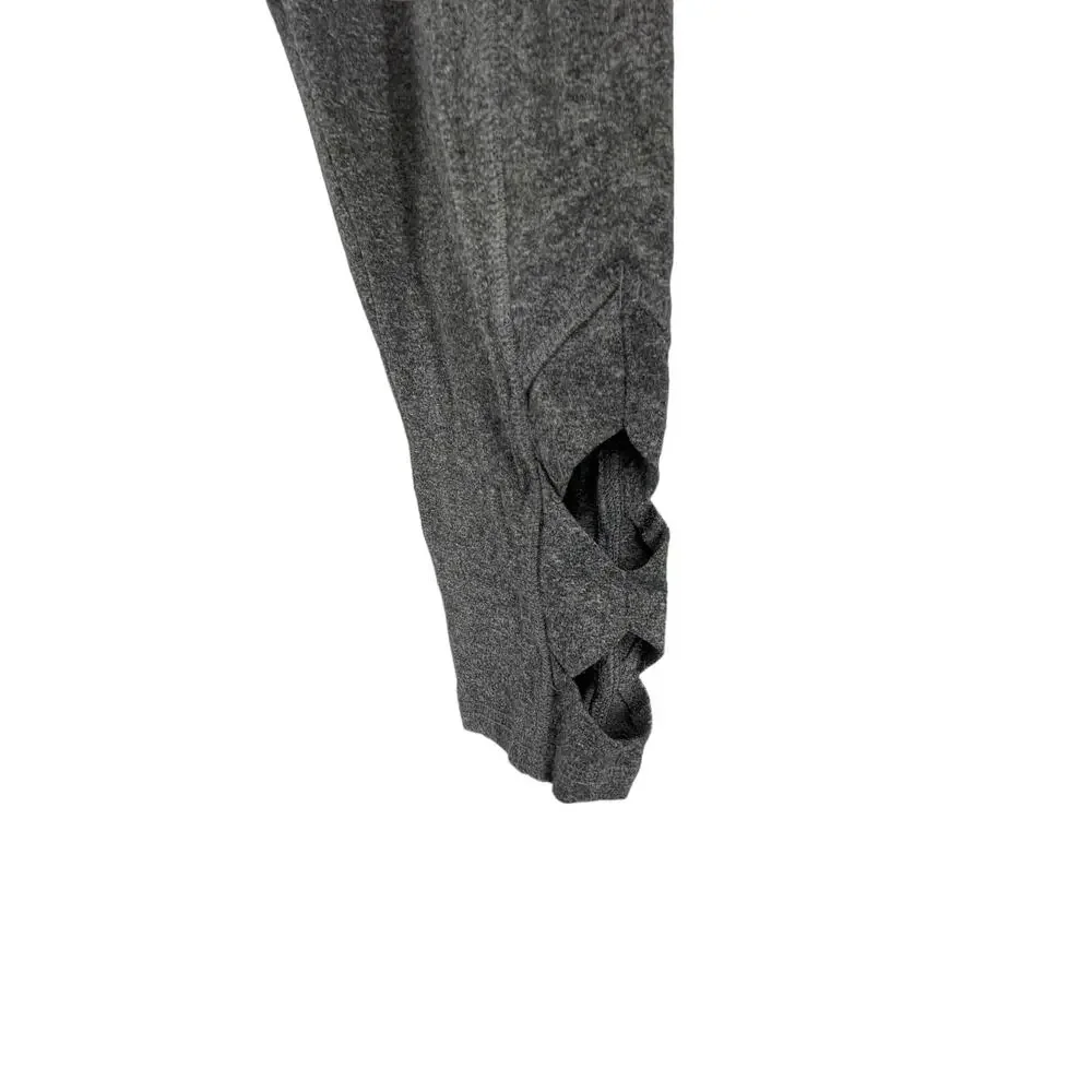 Justice Active Girls Gray Strappy Cropped Leggings Youth Size 14/16